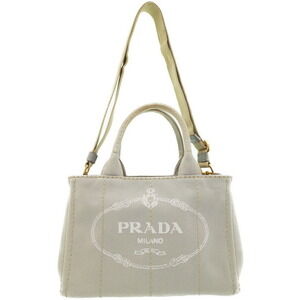 Prada Canapa Tote canvas handbag top handles 2way Gray